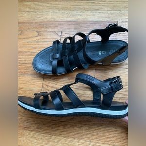Geox D Vega A Women Slingback Fisherman Sandals Size US 10.5 black Leather